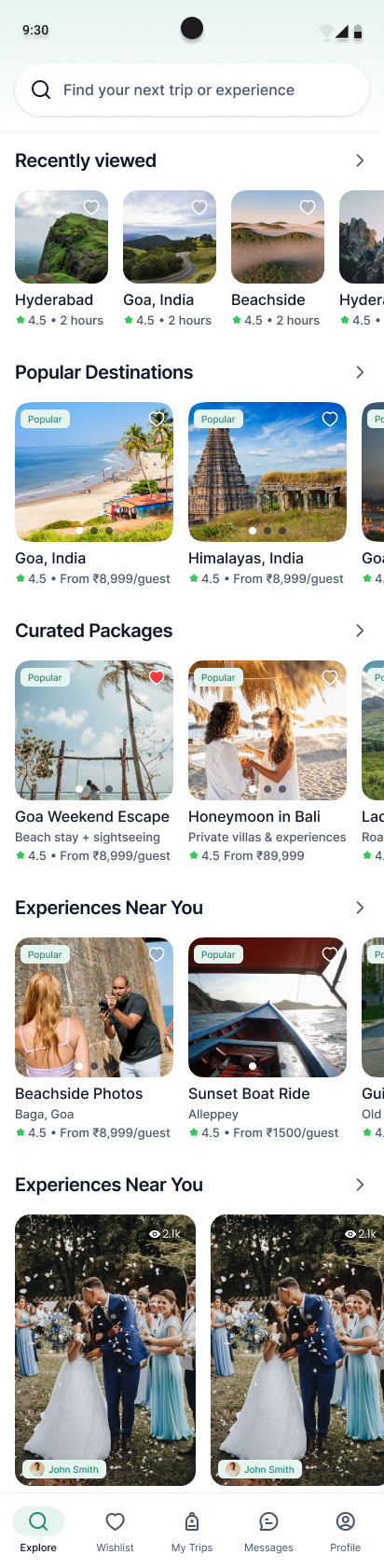 Trip Reel travel creator booking screen